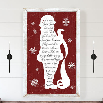 Here Comes Santa Farmhouse Christmas Sign - Mulberry Market Designs