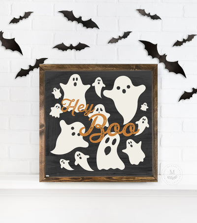 Hey Boo Ghost Halloween Sign - Mulberry Market Designs