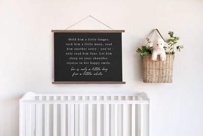 Hold Him A Little Longer Nursery Canvas Sign - Mulberry Market Designs
