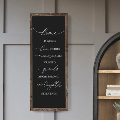 Portrait Home Is Where Love Resides Wood Framed Sign - Mulberry Market Designs