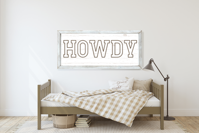 Howdy Rustic Wood Framed Sign - Mulberry Market Designs