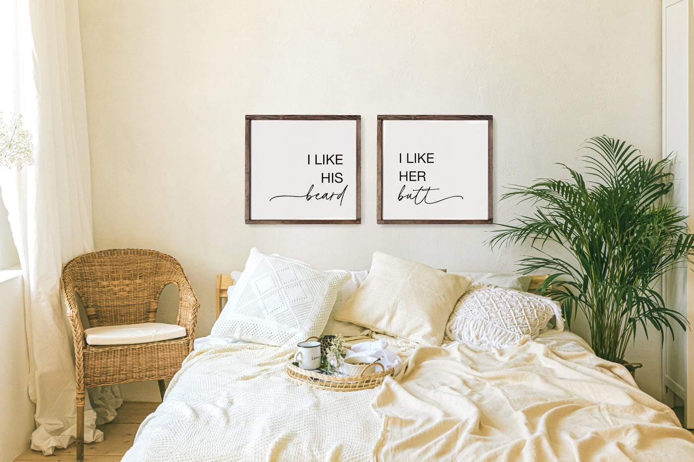 I Like His Beard, I Like Her Butt Signs | Farmhouse Bedroom - Mulberry Market Designs