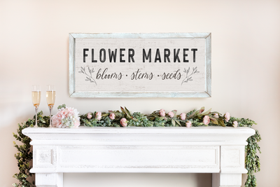 Vintage Flower Market Sign Wall Art - Mulberry Market Designs