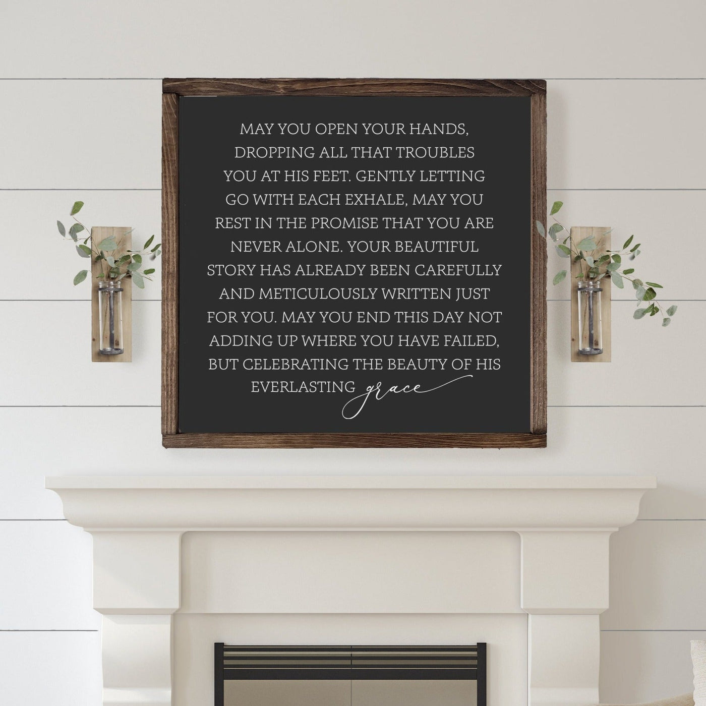 May You Open Your Hands | Everlasting Grace | Wood Farmhouse Sign - Mulberry Market Designs