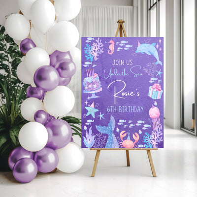 Personalized Mermaid Birthday Party Sign - Mulberry Market Designs