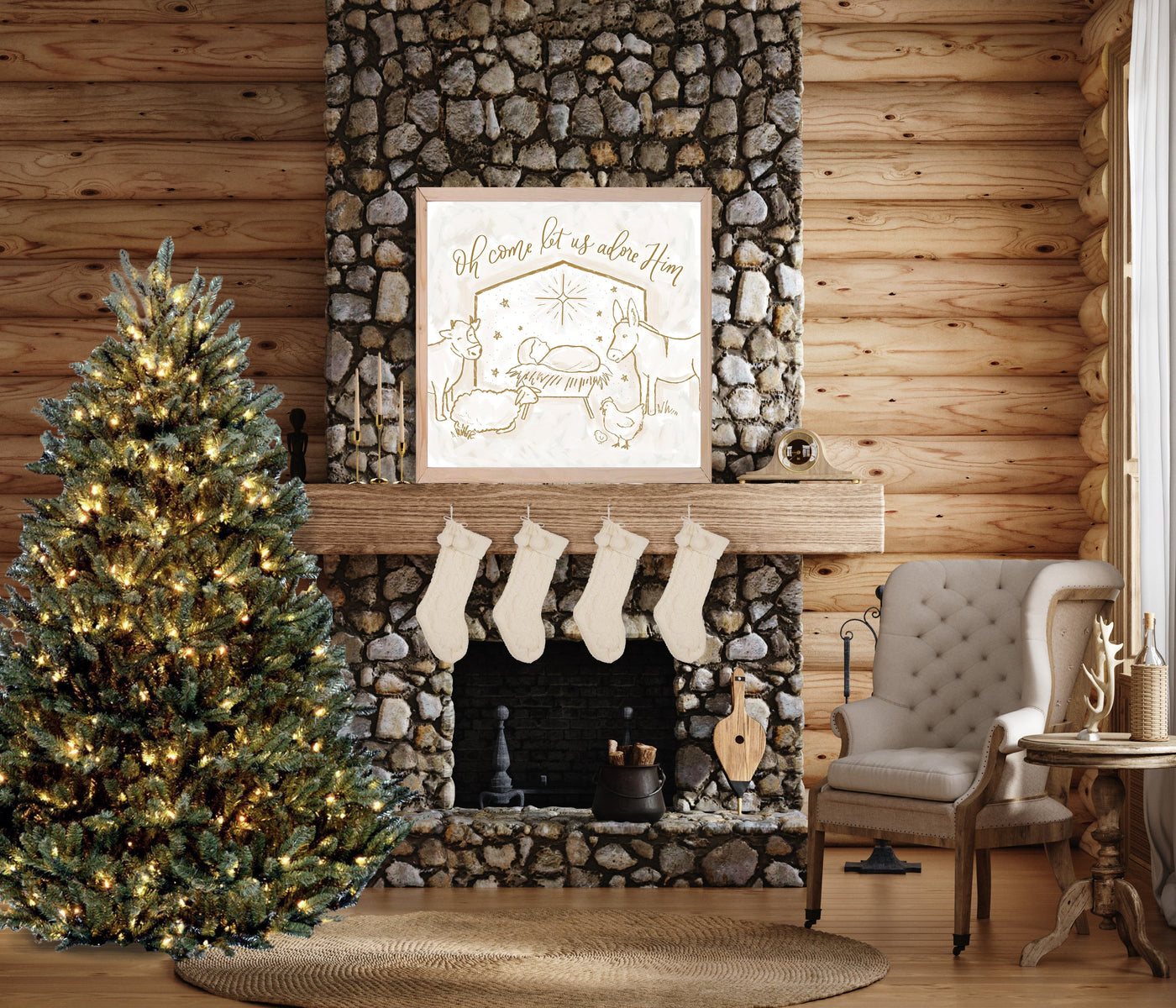 Nativity Christmas Painting Wood Framed Sign - Mulberry Market Designs