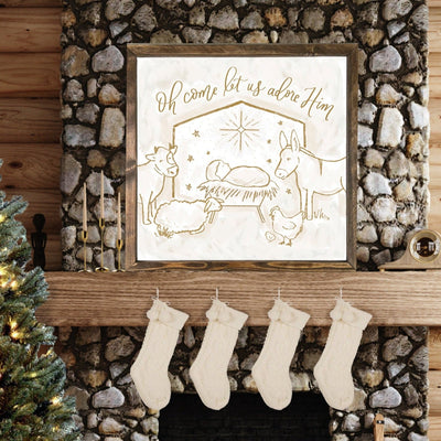 Nativity Christmas Painting Wood Framed Sign - Mulberry Market Designs