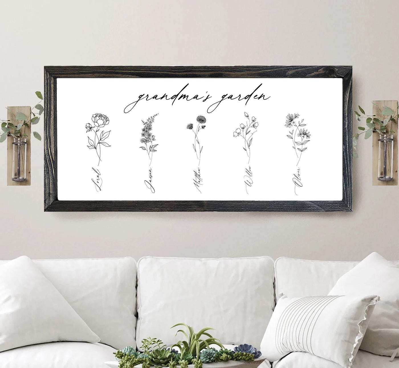 Personalized Grandma's Garden Wood Frame Sign