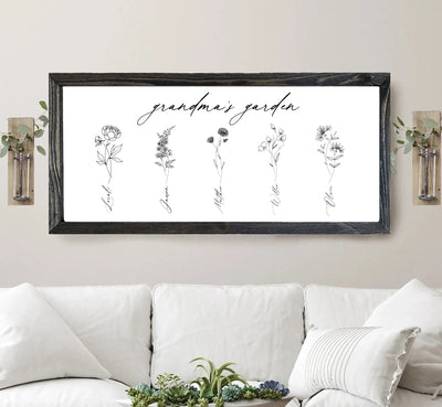 Personalized Grandma's Garden Wood Frame Sign