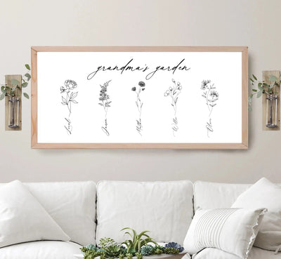 Personalized Grandma's Garden Wood Frame Sign