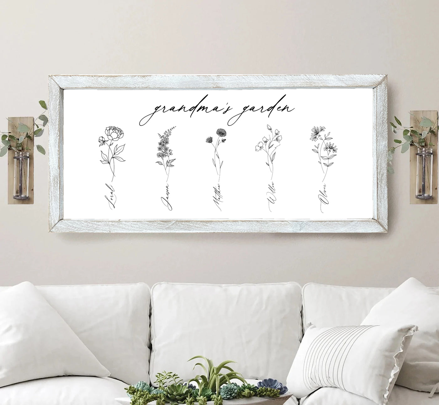 Personalized Grandma's Garden Wood Frame Sign