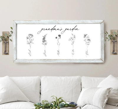 Personalized Grandma's Garden Wood Frame Sign