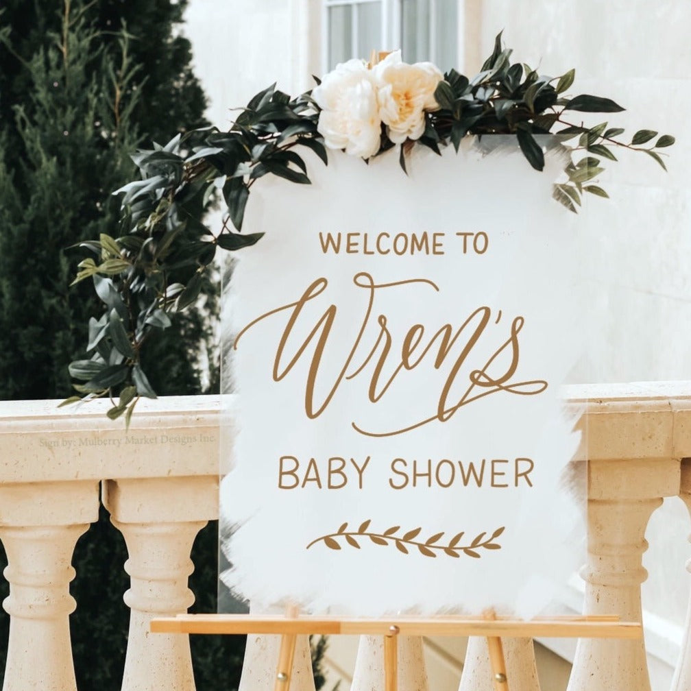 Acrylic Baby Shower Sign - Mulberry Market Designs