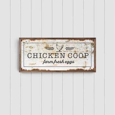 Rustic Chicken Coop Wood Framed Sign