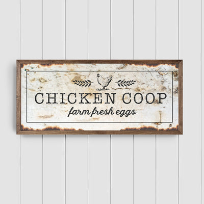 Rustic Chicken Coop Wood Framed Sign