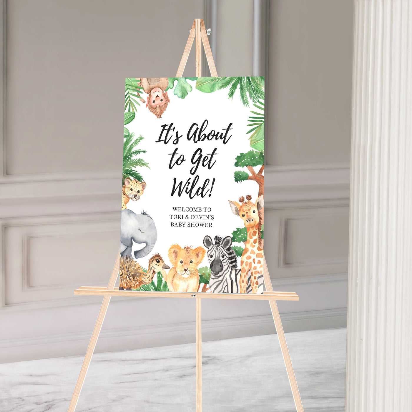 Safari Baby Shower Welcome Sign - Mulberry Market Designs