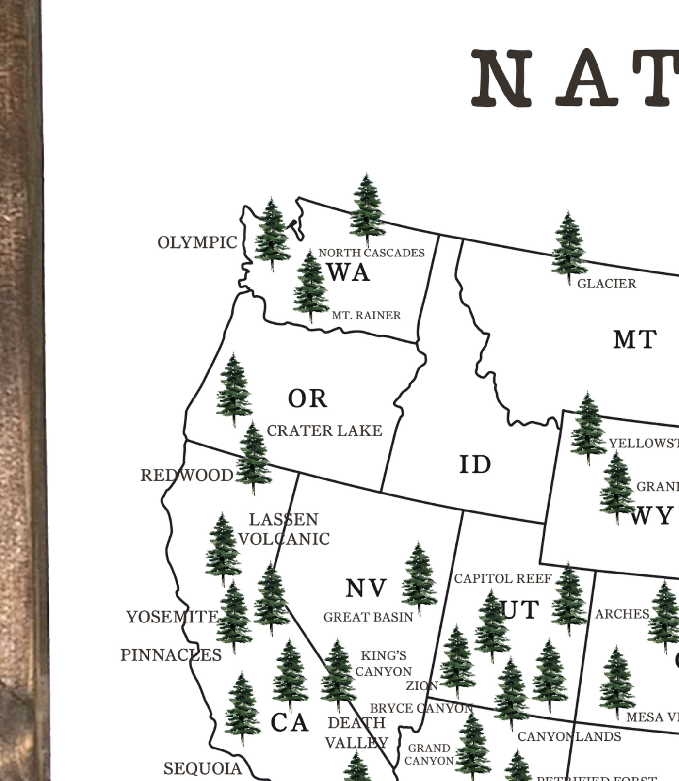 USA National Parks Wood Framed Sign - Mulberry Market Designs