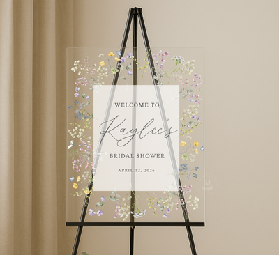 Wildflower Floral Acrylic Bridal Shower Sign