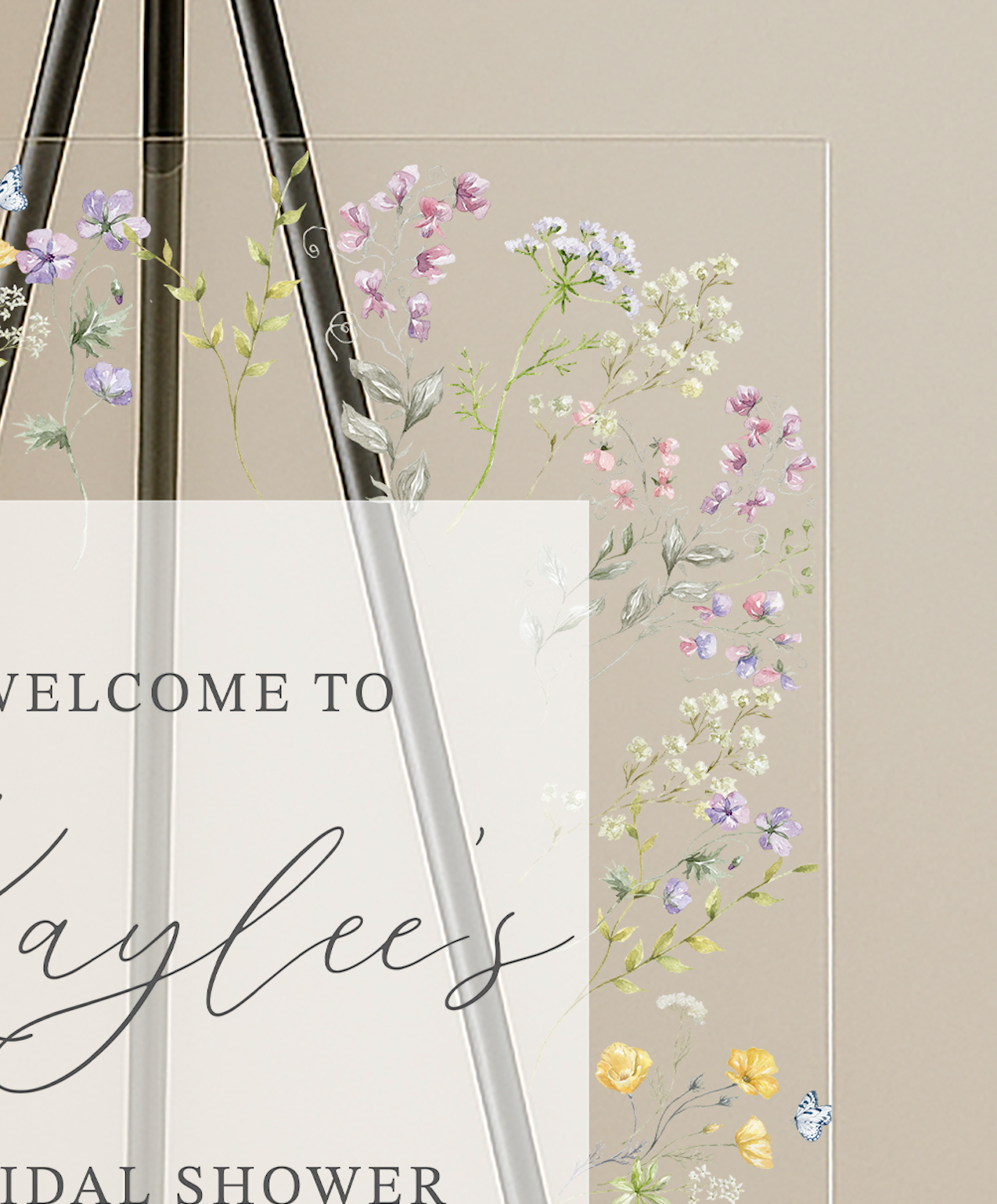 Wildflower Floral Acrylic Bridal Shower Sign