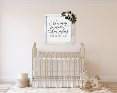 She Is More Precious Than Rubies Sign - Mulberry Market Designs