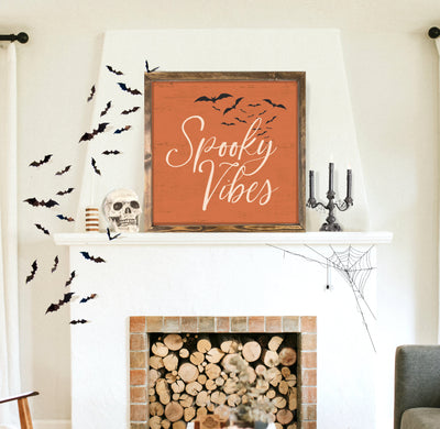 Spooky Vibes | Halloween Wood Framed Sign - Mulberry Market Designs