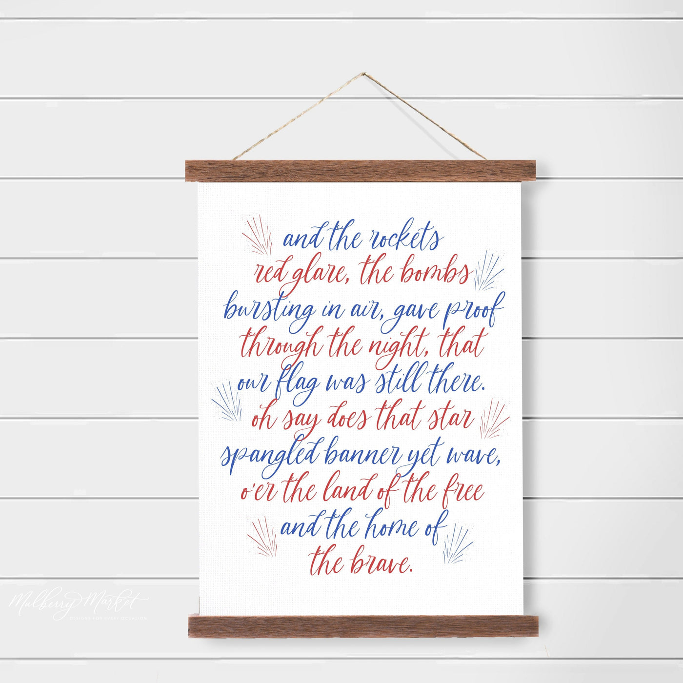 Star Spangled Banner Hanging Canvas Sign - Mulberry Market Designs