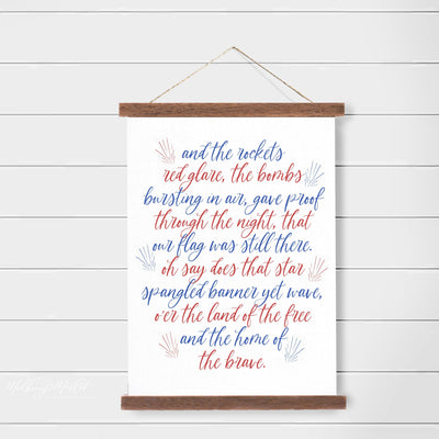 Star Spangled Banner Hanging Canvas Sign - Mulberry Market Designs