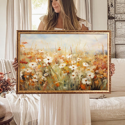 Summer Daisies Vintage Gold Framed Art | Spring Collection - Mulberry Market Designs