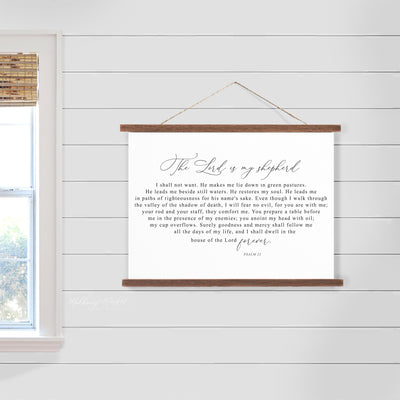 The Lord is My Shepherd Hanging Canvas Sign