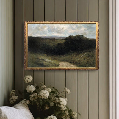 Vintage Art Dirt Road Moody Painting - Mulberry Market Designs