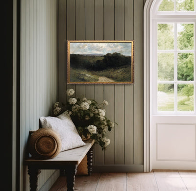 Vintage Art Dirt Road Moody Painting - Mulberry Market Designs