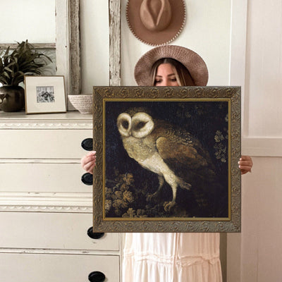 Vintage Art Owl Moody Painting - Mulberry Market Designs
