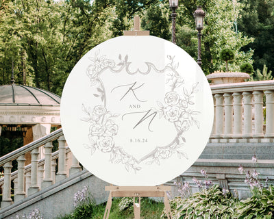 Vintage Crest Round Acrylic Wedding Welcome Sign - Mulberry Market Designs