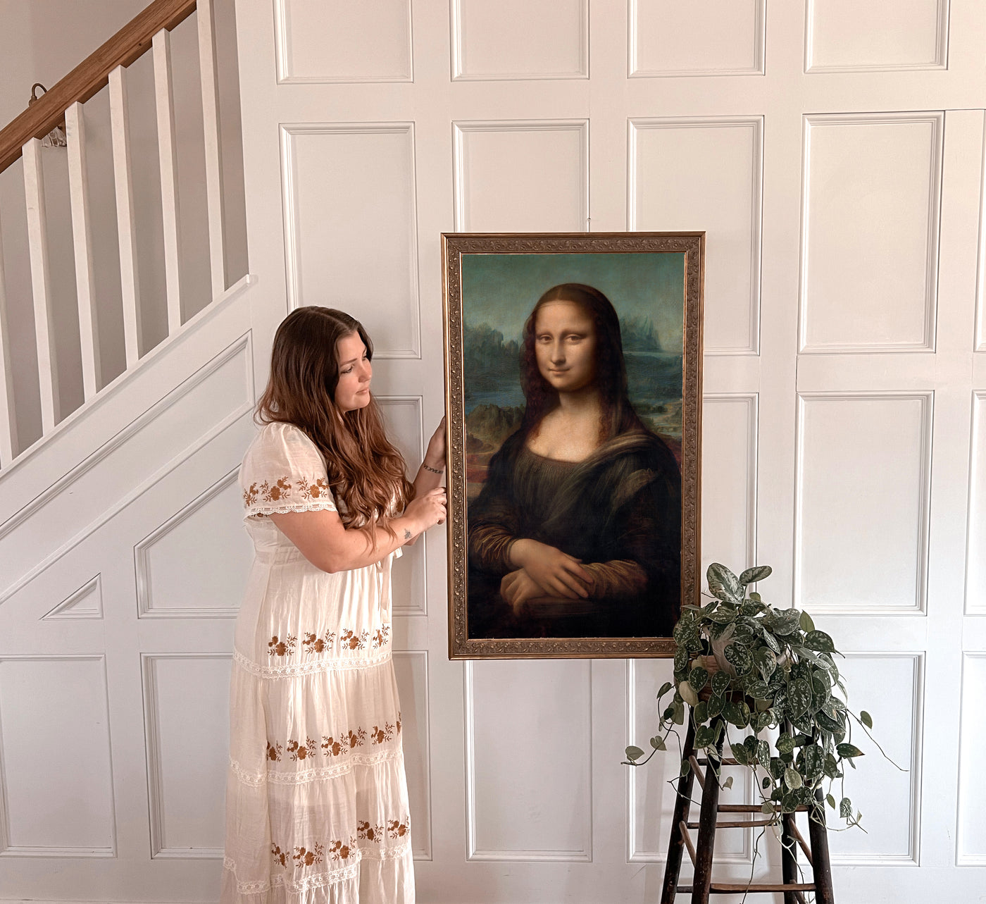 Vintage Mona Lisa Painting Wall Art