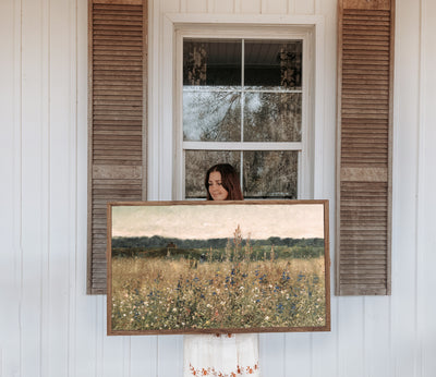 Vintage Gold Framed Meadow Painting