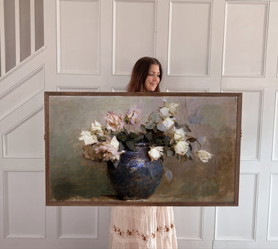 Roses Vintage Art Wood Framed Sign