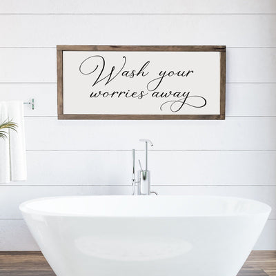 Wash Your Worries Away | Wood Framed Sign - Mulberry Market Designs