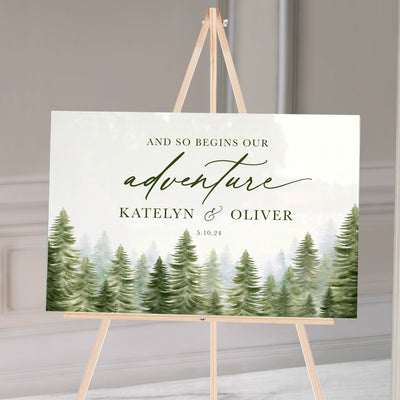 Forest Acrylic Wedding Welcome Sign - Woodsy Wedding - Mountain Wedding Signs - Mulberry Market Designs