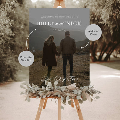 Custom Photo Wedding Welcome Sign - Mulberry Market Designs