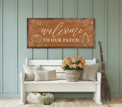 Welcome to Our Patch Pumpkin Fall Sign - Mulberry Market Designs