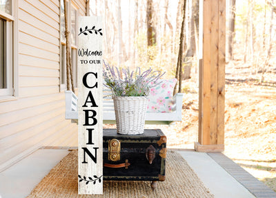 Welcome to Our Cabin Wood Porch Welcome Sign - Mulberry Market Designs