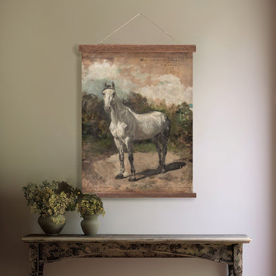 White Stallion Hanging Canvas Art - Mulberry Market Designs