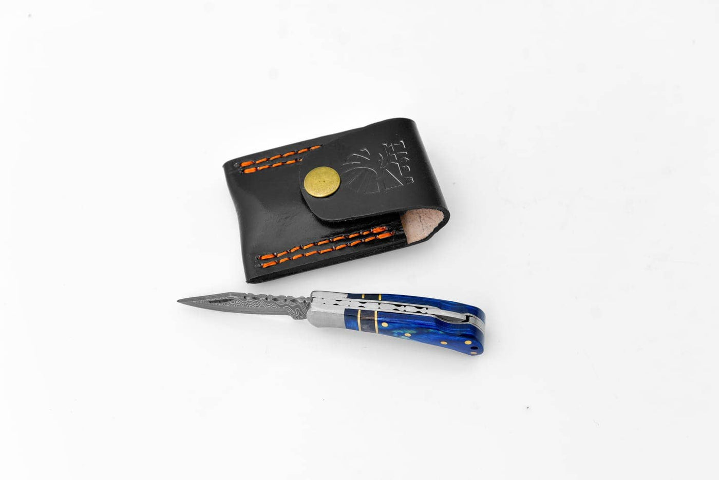 Compact Royal Blue Pocket Knife with Case