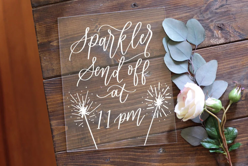 Acrylic Sparkler Send Off Sign | Let The Sparks Fly Light The Way Sparkler Sendoff Clear Glass Look Acrylic Wedding Sign, Sparkler Send Off