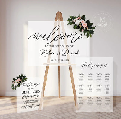 Acrylic Wedding Sign Package | Bundle A - Wedding Sign Bundle | Acrylic Wedding Sign | Personalized Wedding Sign | Acrylic Seating Chart | Painted Acrylic Wedding Sign