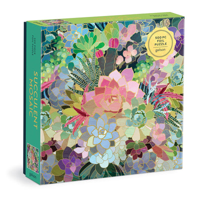 Succulent Mosaic 500 Piece Foil Puzzle - Mulberry Market Designs