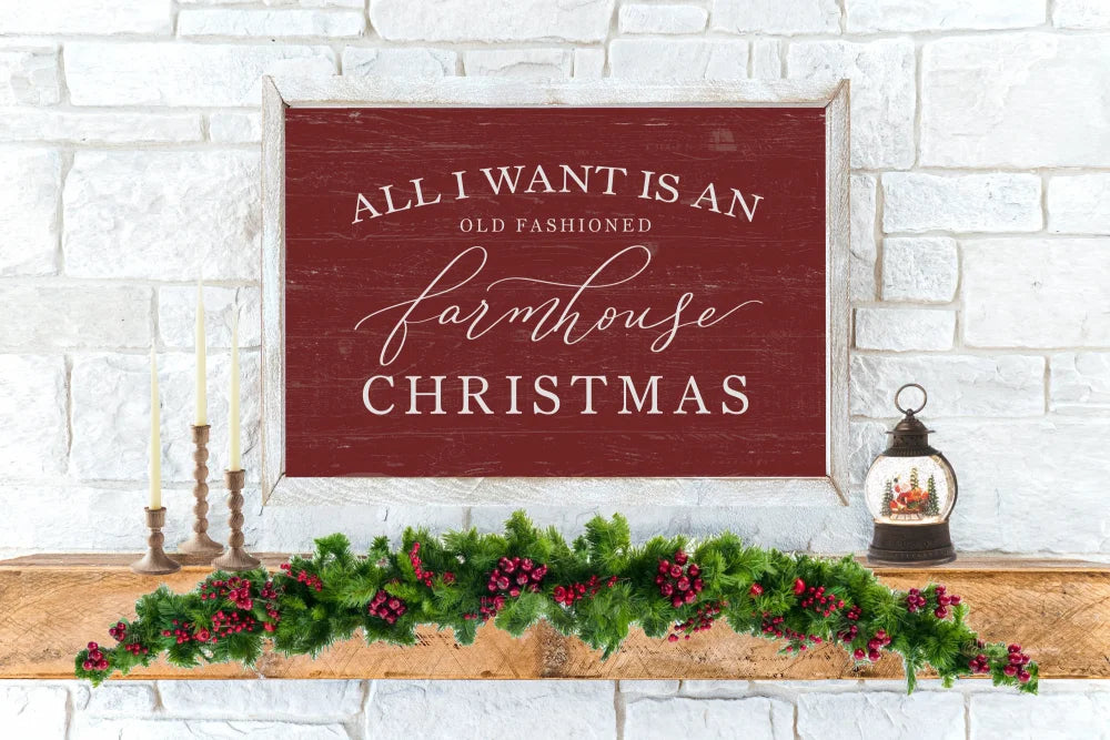 All I Want Is An Old Fashioned Farmhouse Christmas Sign Wood Framed Sign