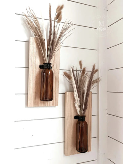 Amber Glass Wood Farmhouse Sconces Set Of Two Wall