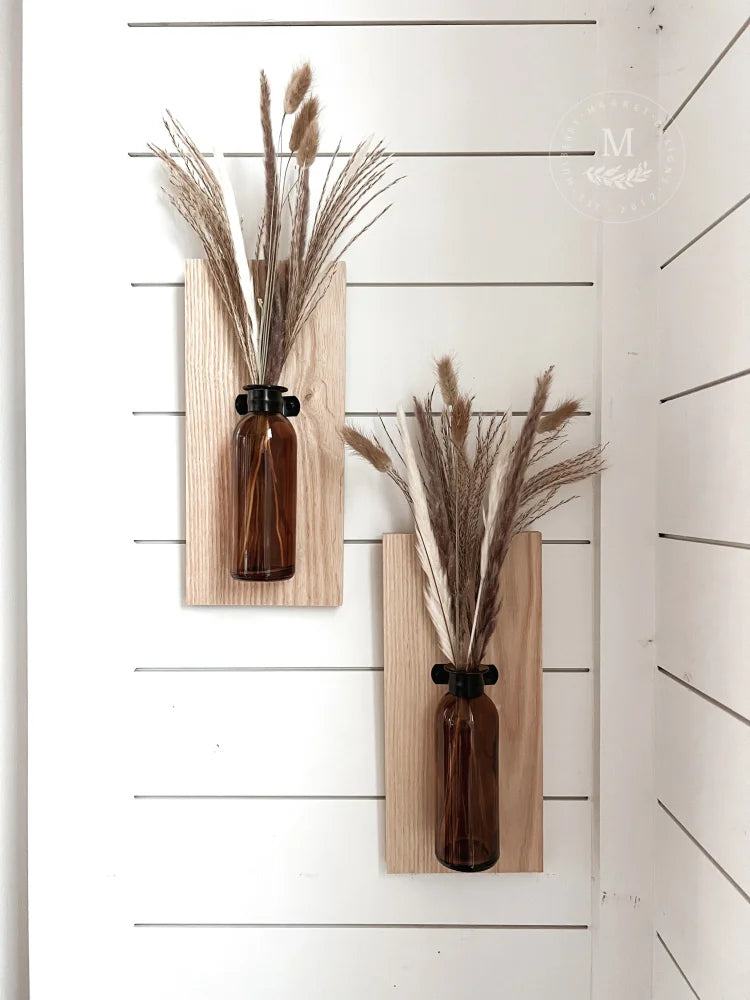 Amber Glass Wood Farmhouse Sconces Set Of Two Wall