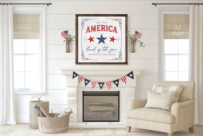 America Land Of The Free Sign | 4Th July Farmhouse